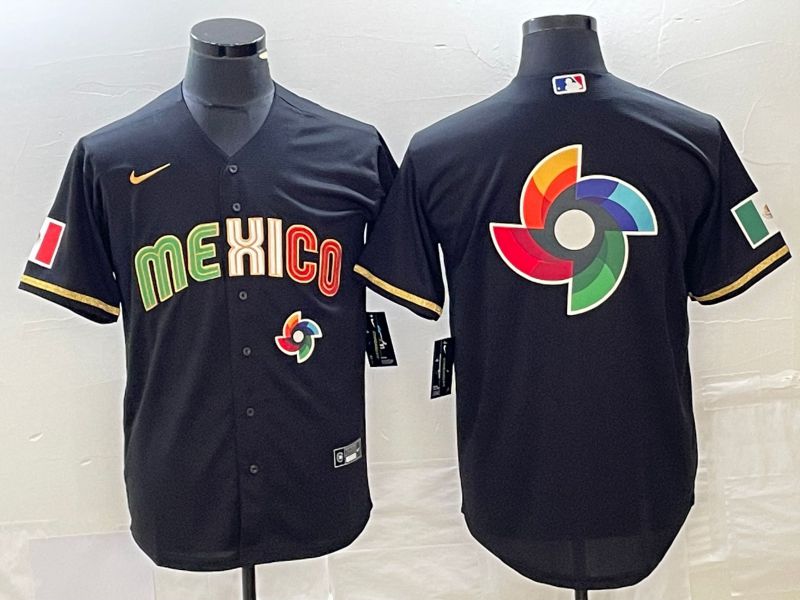 Men 2023 World Cub Mexico Blank Black gold Nike MLB Jersey13->more jerseys->MLB Jersey